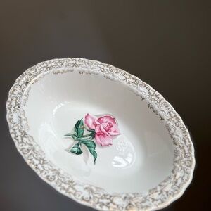 Beauty rose platter hand decorated 22k gold Warranted